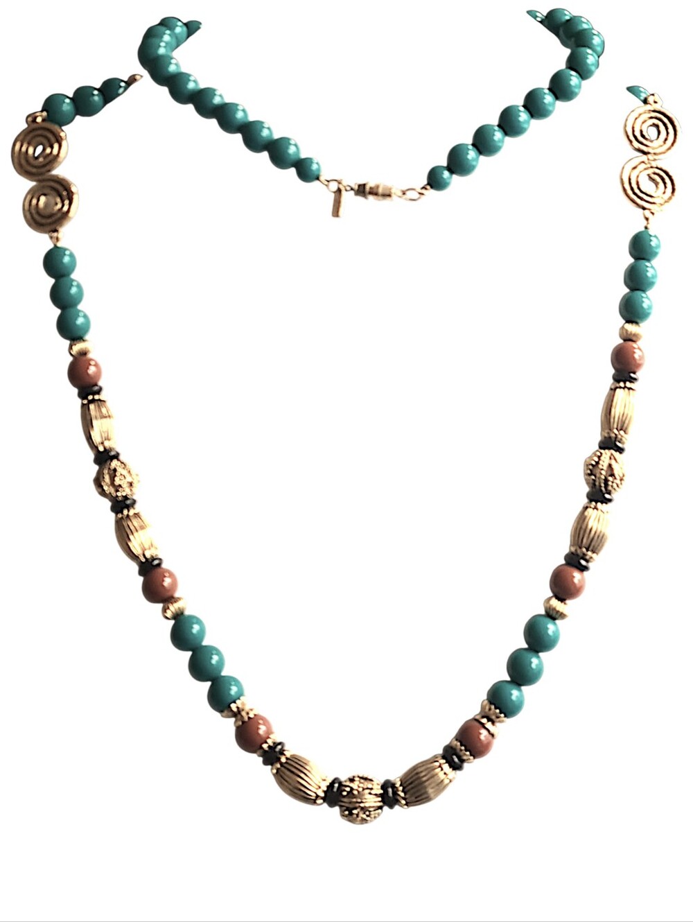 Teal, Gold, & Brown Beads Long Necklace | 1928 Brand | 39" Long | NWOT - Picture 5 of 6